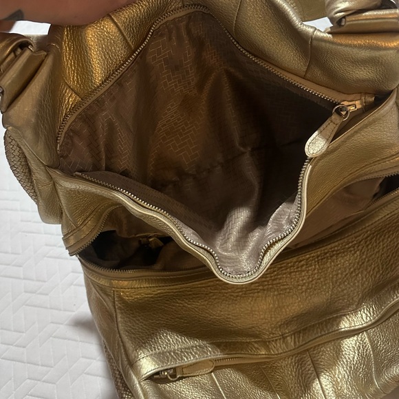 Cole Haan Metallic Gold Pebbled Large Leather Hobo - Picture 6 of 12